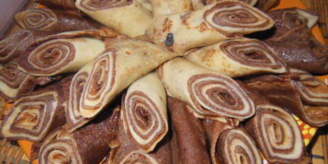 Рецепт десертных блинчиков полосатики