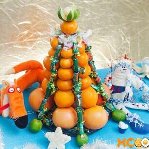 Рецепт Елки из фруктов и конфет