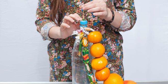 Рецепт елки из фруктов и конфет