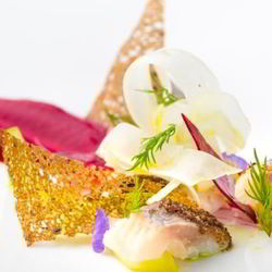 Рецепт Атлантической сельди с тар-таром из яблок и кремом из хрена