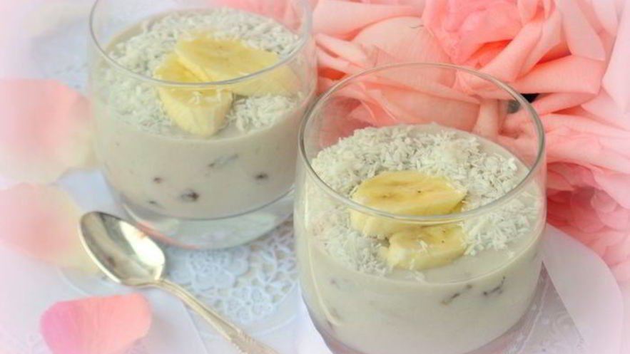 Рецепт нежнейшего кокосового крема с бананом и изюмом