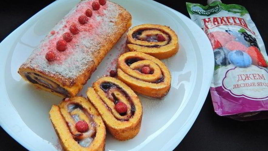 Рецепт тыквенного рулета с джемом и кремом