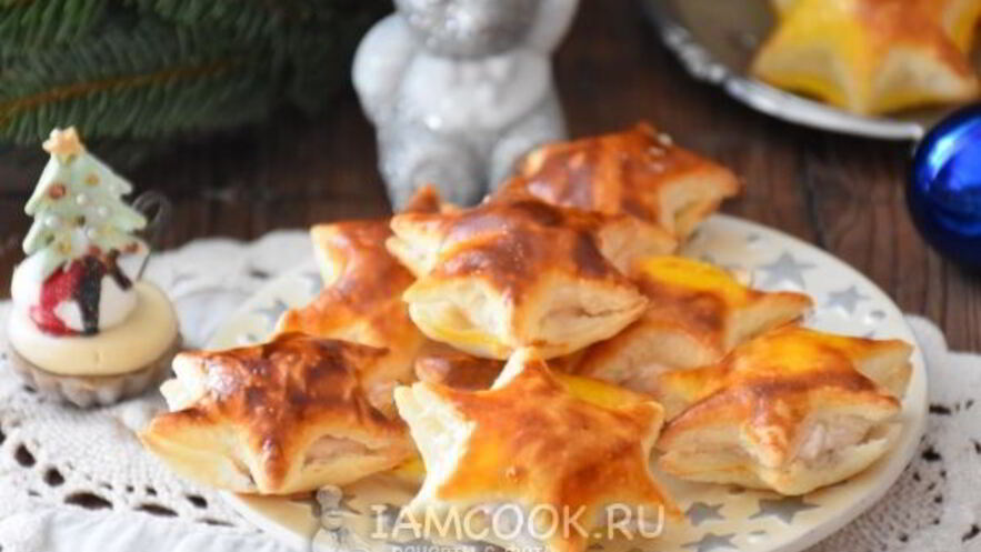 Рецепт звездочек из слоеного теста с муссом из тунца