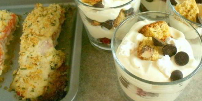 Рецепт слоеного лосося и супербыстрый десерт