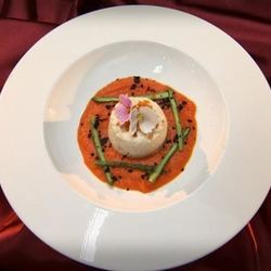 Рецепт Куриного суфле с апельсиновыми цукатами на морковном пюре