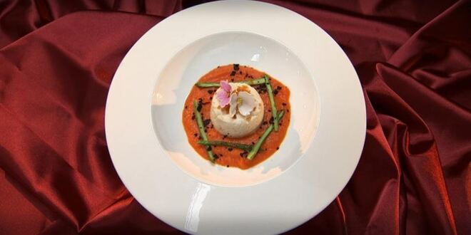 Рецепт куриного суфле с апельсиновыми цукатами на морковном пюре