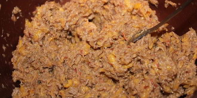 Рецепт мясного суфле с персиками