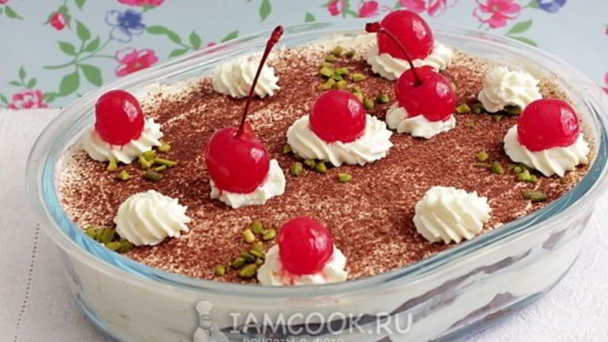 Рецепт тирамису на шоколадном бисквите без яиц