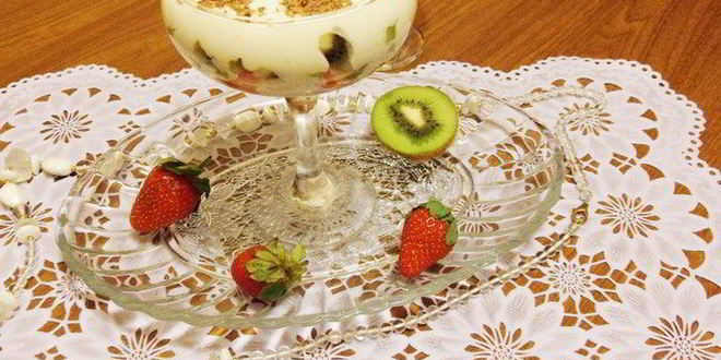 Рецепт фруктов в зефирном креме