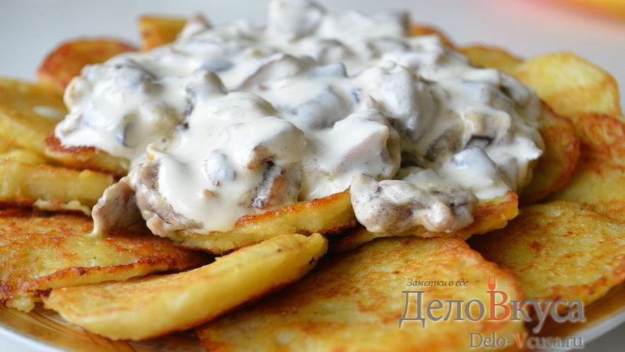 Рецепт драников из картошки с грибным соусом