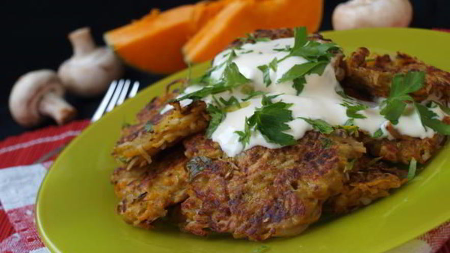 Рецепт драников из тыквы и картофеля с шампиньонами