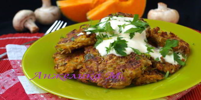 Рецепт драников из тыквы и картофеля с шампиньонами