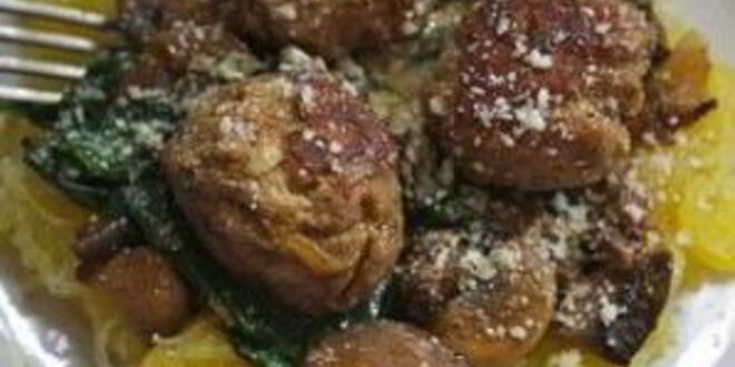 Рецепт спагетти сквош с фрикадельками и шпинатом