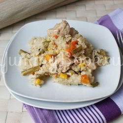 Рецепт Бурого риса с мясом и овощами в мультиварке