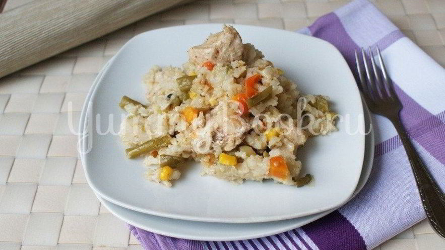 Рецепт бурого риса с мясом и овощами в мультиварке