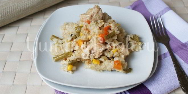 Рецепт бурого риса с мясом и овощами в мультиварке