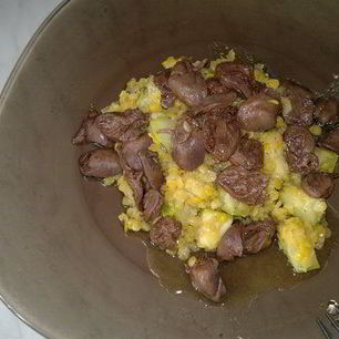 Рецепт Чечевицы с кабачком, чеснок с сердцем кролика