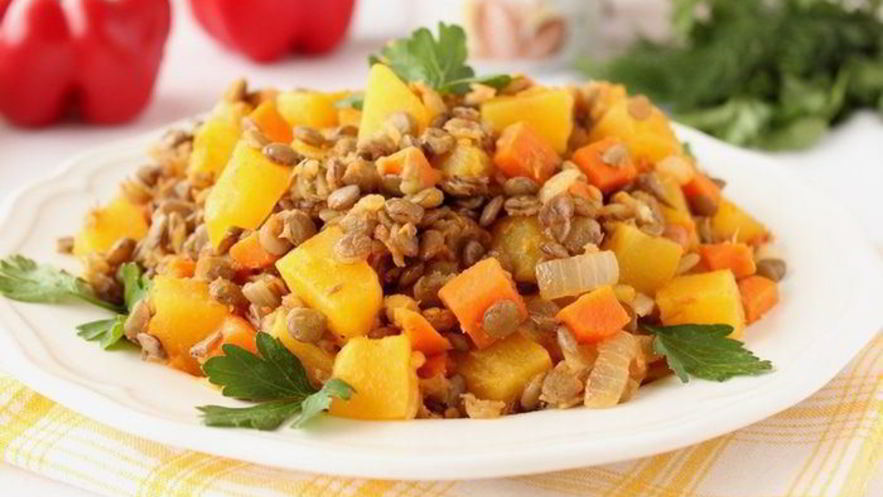 Рецепт чечевицы с тыквой