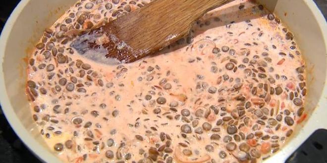 Рецепт чечевицы в сливочно-томатном соусе