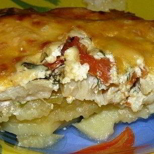 Рецепт Картофеля с белой рыбой под сливками