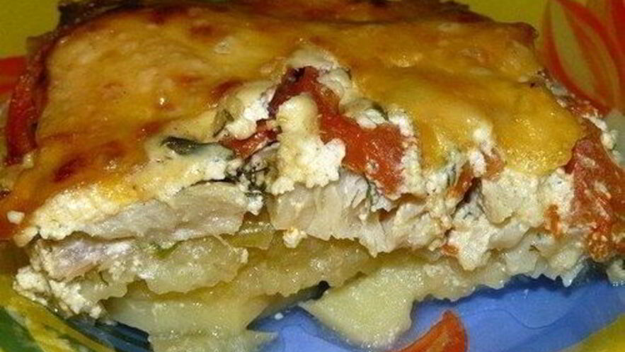Рецепт картофеля с белой рыбой под сливками