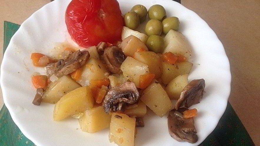 Рецепт картофеля с грибами в рукаве