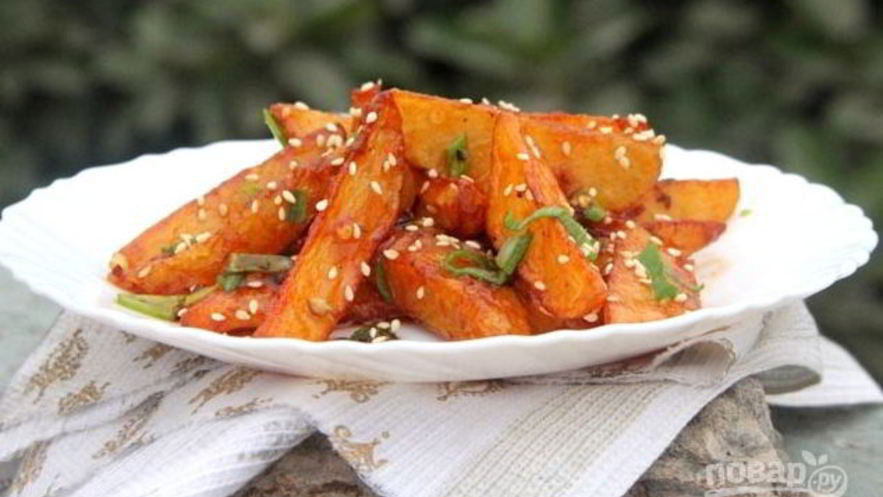 Рецепт хрустящей жареной картошки с медом и специями