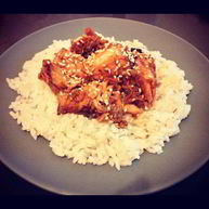 Рецепт Отварного риса с семгой в кисло-сладком соусе