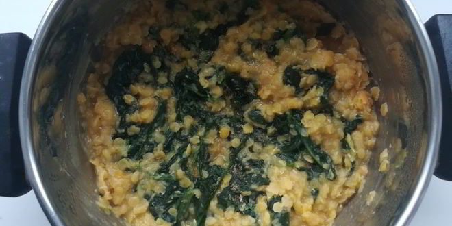 Рецепт пряной чечевицы со шпинатом