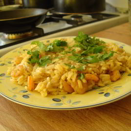 Рецепт Риса с креветками и карри