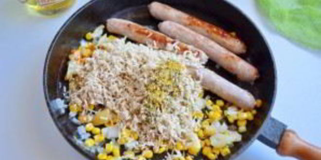 Рецепт риса с куриными колбасками