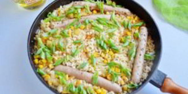 Рецепт риса с куриными колбасками