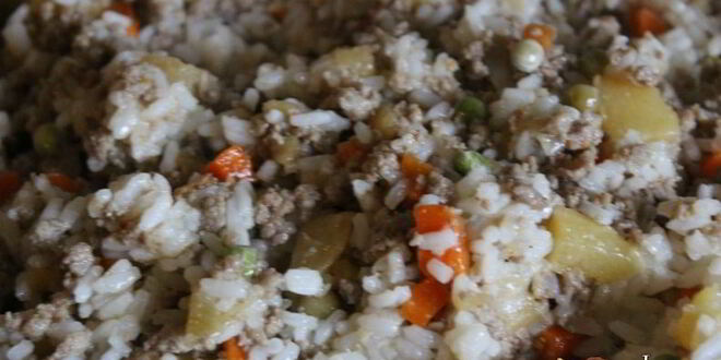 Рецепт риса с овощами и мясным фаршем