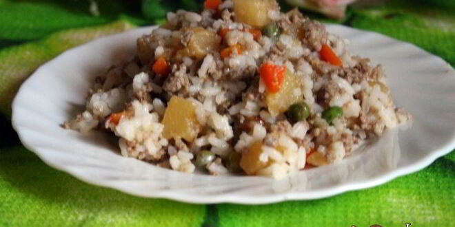 Рецепт риса с овощами и мясным фаршем