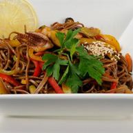 Рецепт Гречневой лапши с морепродуктами