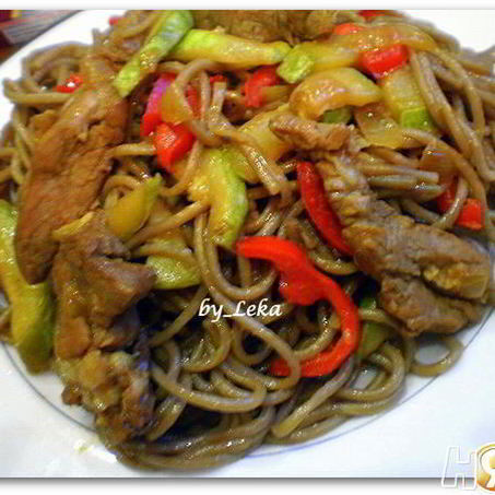 Рецепт Гречневой лапши с овощами и мясом