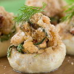Рецепт Грибов, фаршированных крабовым мясом, рикоттой и зеленью