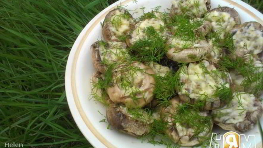 Рецепт шампиньонов на мангале