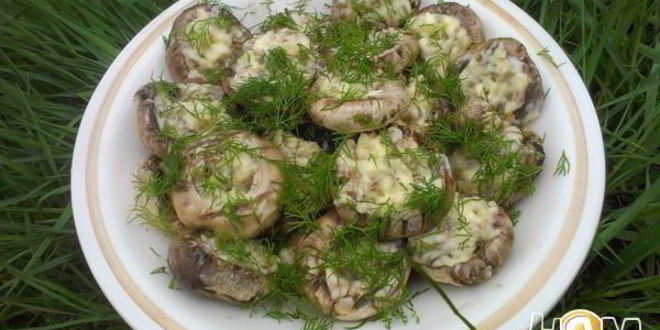 Рецепт шампиньонов на мангале