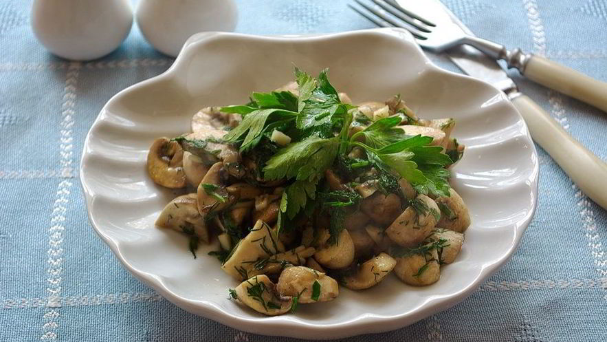 Рецепт шампиньонов с чесноком и зеленью