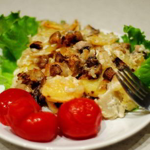 Рецепт Шампиньонов с картошкой в сметане