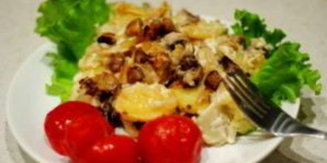 Рецепт шампиньонов с картошкой в сметане