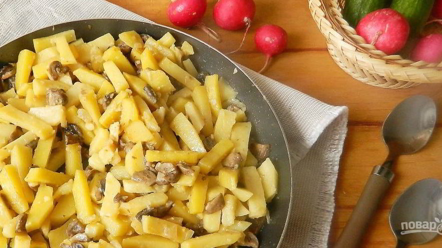 Рецепт шампиньонов с картошкой жареные