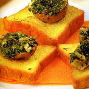 Рецепт Шампиньонов с зеленым маслом