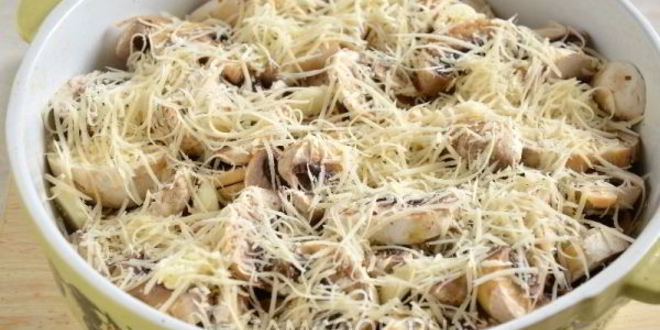 Рецепт шампиньонов, запеченных с сыром и чесноком