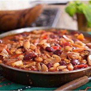 Рецепт Тушеных грибов с фасолью