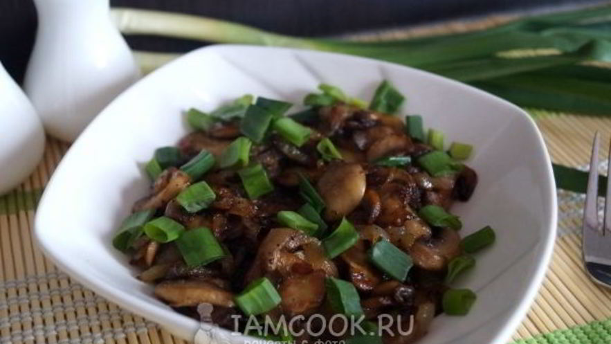 Рецепт жареных шампиньонов с луком