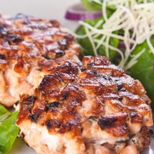 Рецепт Рыбных котлет тартар из семги со шпинатом, луком и сыром