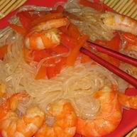 Рецепт Лапши с креветками и овощами