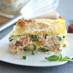 Рецепт Лазаний с лососем и творогом